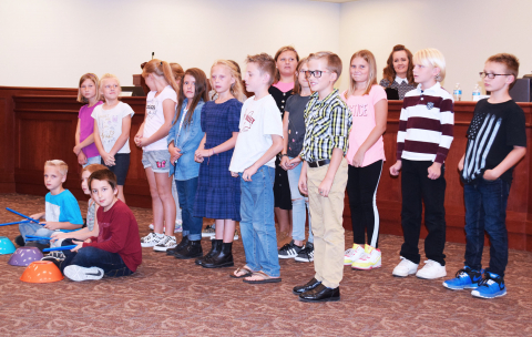 Fourth-Grade Students performing for Nebo School Board of Education