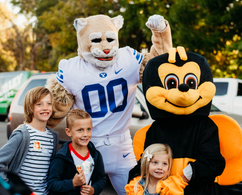 Park View Walk & Roll to School Day with BYU Cosmo