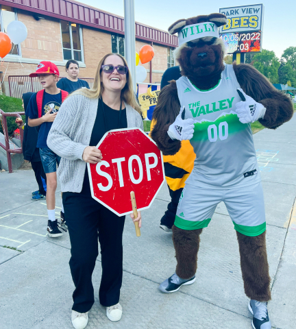 Park View Walk & Roll to School Day with UVU Wolverine