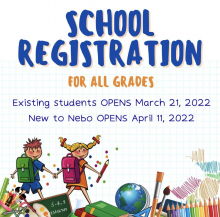 Nebo School Registration for new students starts Monday, April 11, 2022. 
